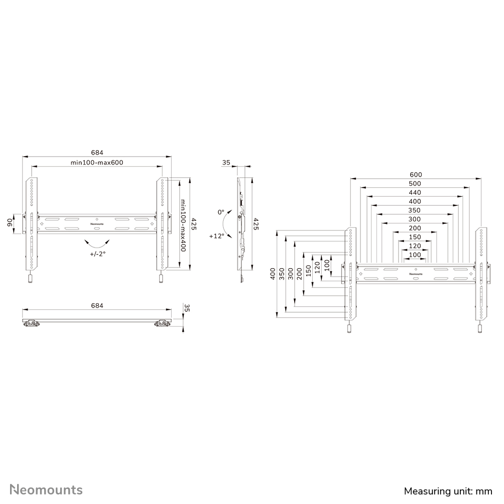 Neomounts WL35S-850BL16 TV-beugel wand 42-86" - kantelbaar - vergrendelbaar - snelle installatie